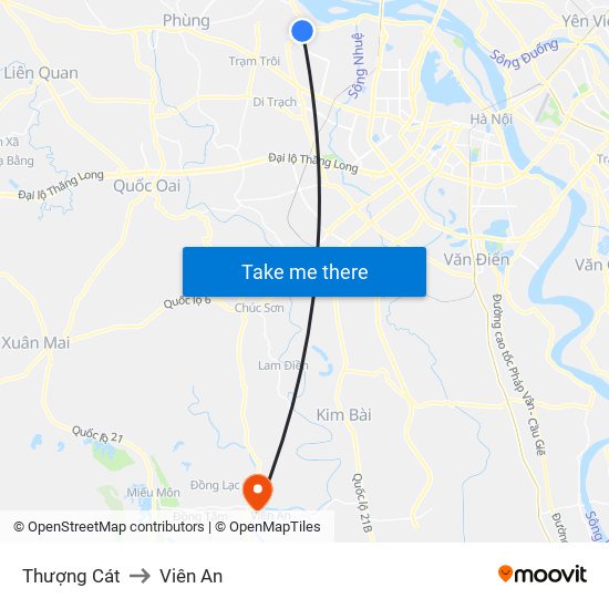 Thượng Cát to Viên An map