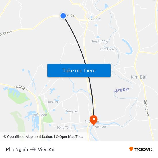 Phú Nghĩa to Viên An map
