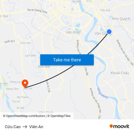 Cửu Cao to Viên An map