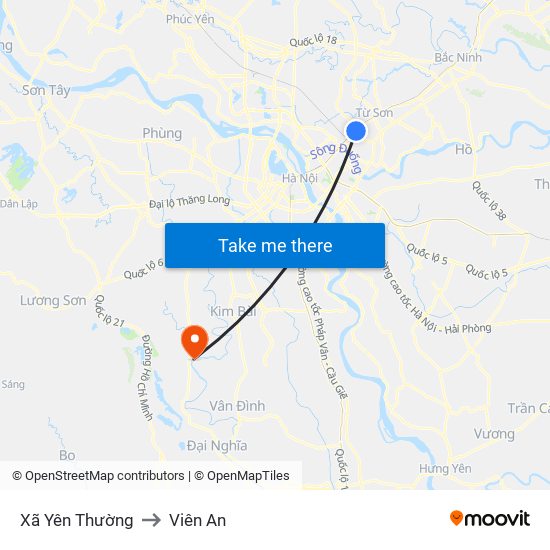 Xã Yên Thường to Viên An map