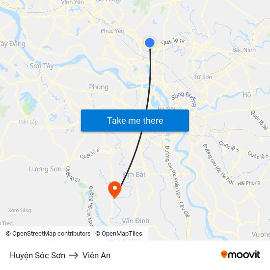 Huyện Sóc Sơn to Viên An map
