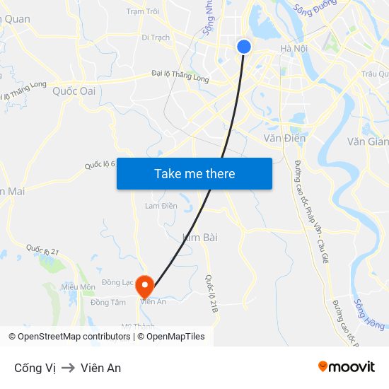 Cống Vị to Viên An map