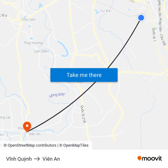 Vĩnh Quỳnh to Viên An map