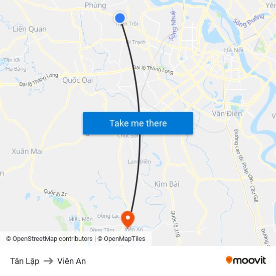 Tân Lập to Viên An map