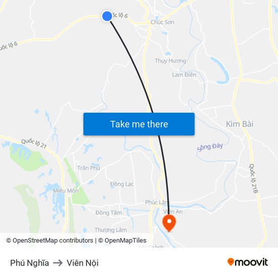 Phú Nghĩa to Viên Nội map