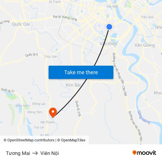 Tương Mai to Viên Nội map