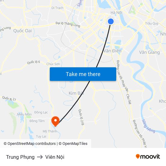 Trung Phụng to Viên Nội map