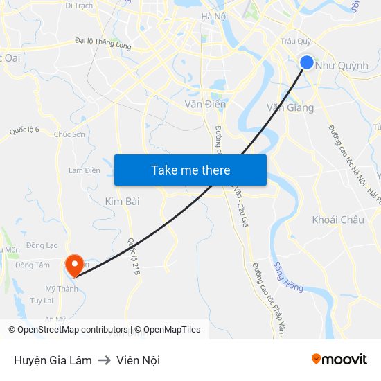 Huyện Gia Lâm to Viên Nội map