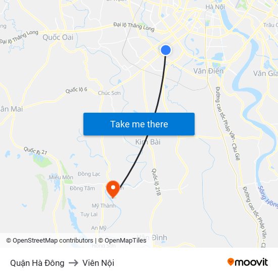 Quận Hà Đông to Viên Nội map