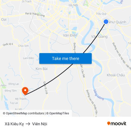 Xã Kiêu Kỵ to Viên Nội map