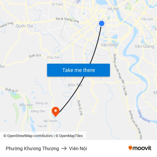 Phường Khương Thượng to Viên Nội map