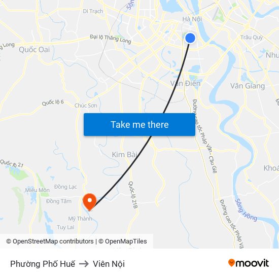 Phường Phố Huế to Viên Nội map