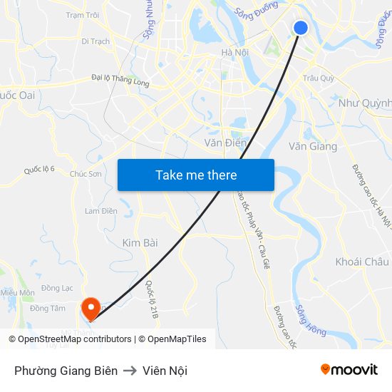 Phường Giang Biên to Viên Nội map