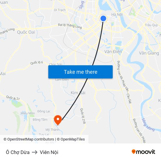 Ô Chợ Dừa to Viên Nội map