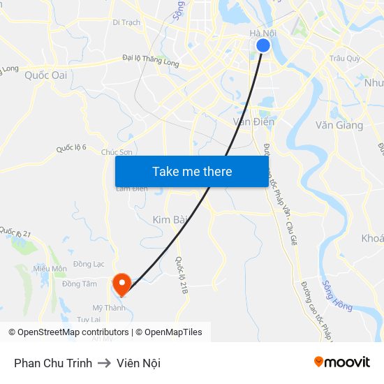 Phan Chu Trinh to Viên Nội map
