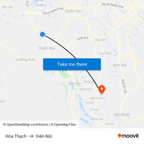 Hòa Thạch to Viên Nội map