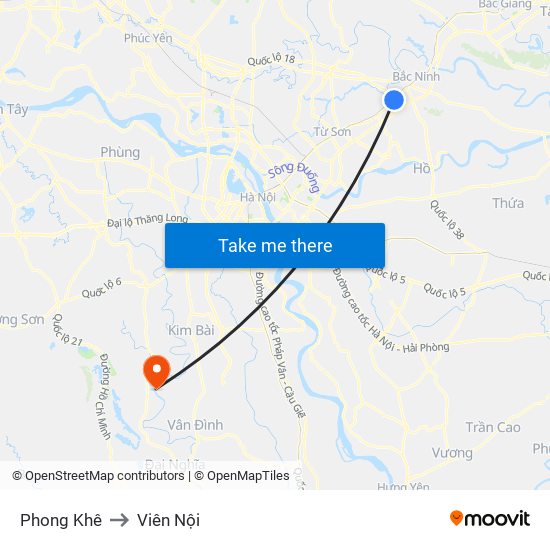 Phong Khê to Viên Nội map