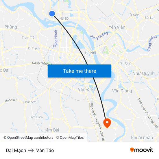 Đại Mạch to Vân Tảo map