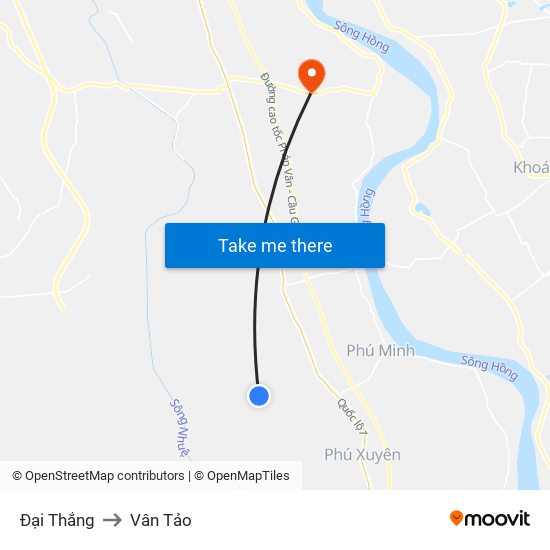 Đại Thắng to Vân Tảo map