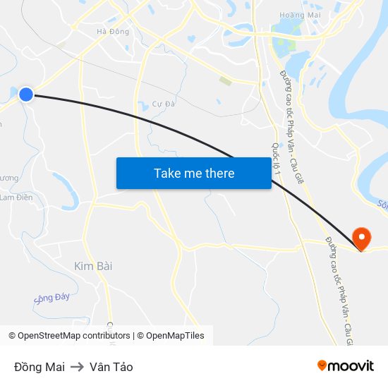 Đồng Mai to Vân Tảo map