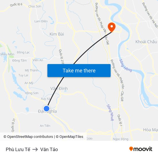 Phù Lưu Tế to Vân Tảo map