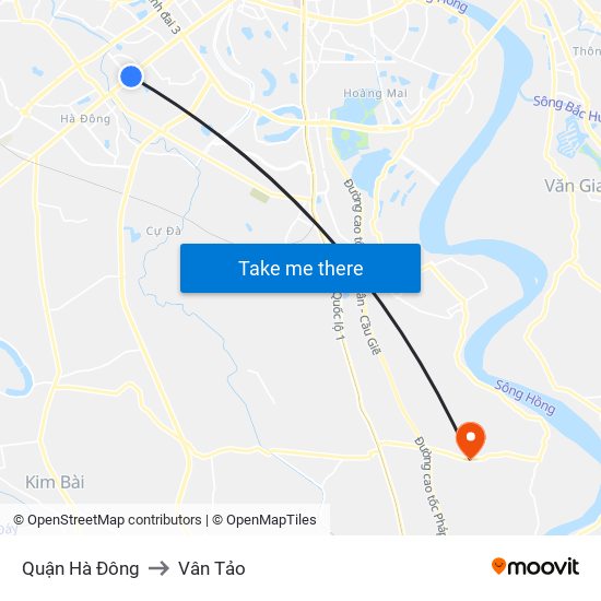 Quận Hà Đông to Vân Tảo map