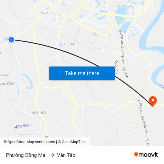 Phường Đồng Mai to Vân Tảo map