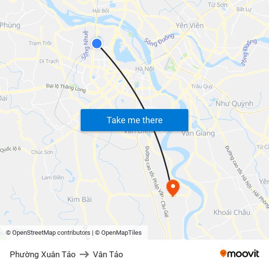 Phường Xuân Tảo to Vân Tảo map