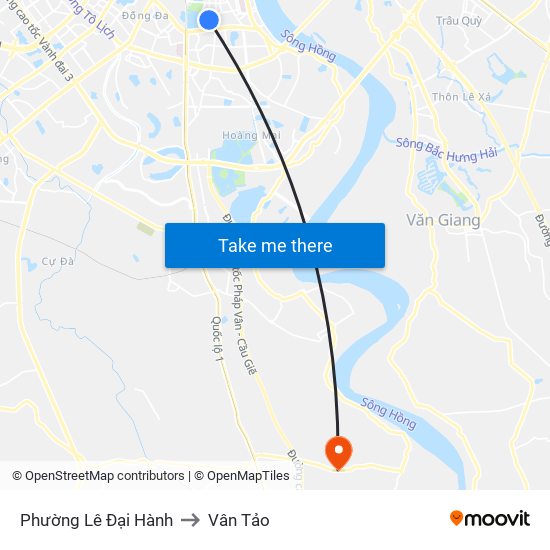 Phường Lê Đại Hành to Vân Tảo map