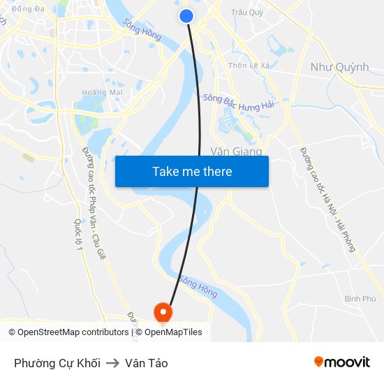 Phường Cự Khối to Vân Tảo map