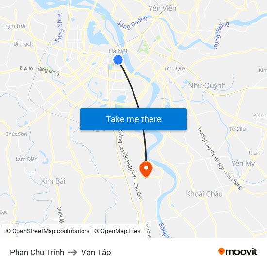 Phan Chu Trinh to Vân Tảo map