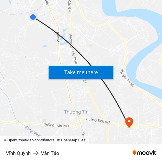 Vĩnh Quỳnh to Vân Tảo map