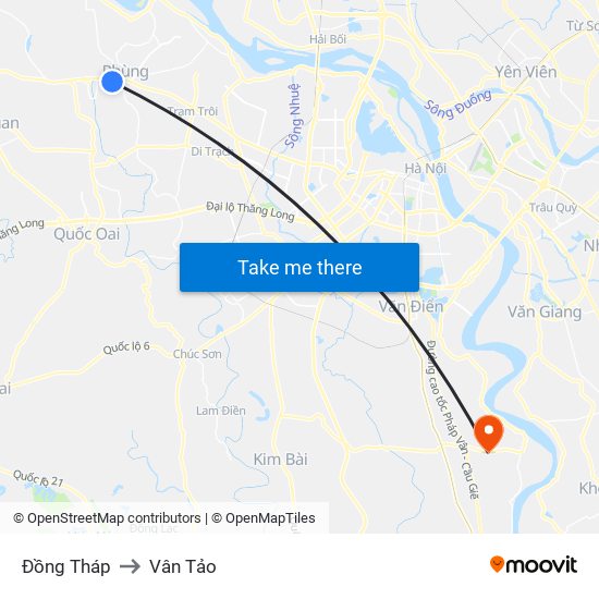 Đồng Tháp to Vân Tảo map