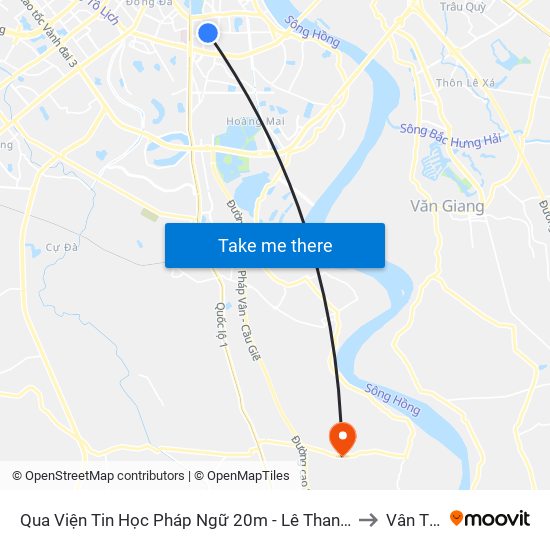 Qua Viện Tin Học Pháp Ngữ 20m - Lê Thanh Nghị to Vân Tảo map