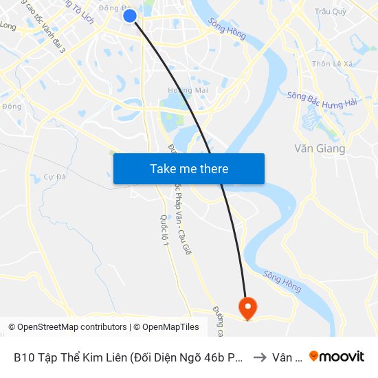 B10 Tập Thể Kim Liên (Đối Diện Ngõ 46b Phạm Ngọc Thạch) to Vân Tảo map