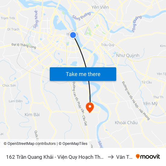 162 Trần Quang Khải - Viện Quy Hoạch Thủy Lợi to Vân Tảo map