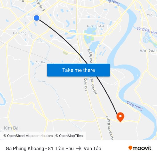 Ga Phùng Khoang - 81 Trần Phú to Vân Tảo map