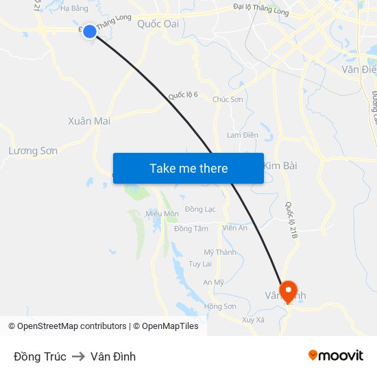 Đồng Trúc to Vân Đình map