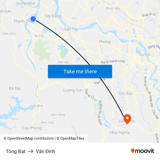 Tòng Bạt to Vân Đình map