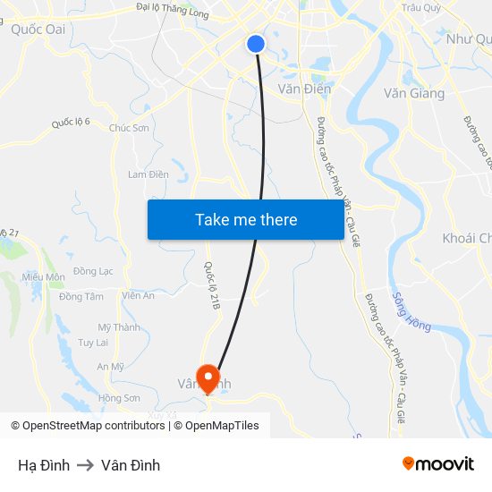 Hạ Đình to Vân Đình map