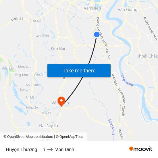 Huyện Thường Tín to Vân Đình map