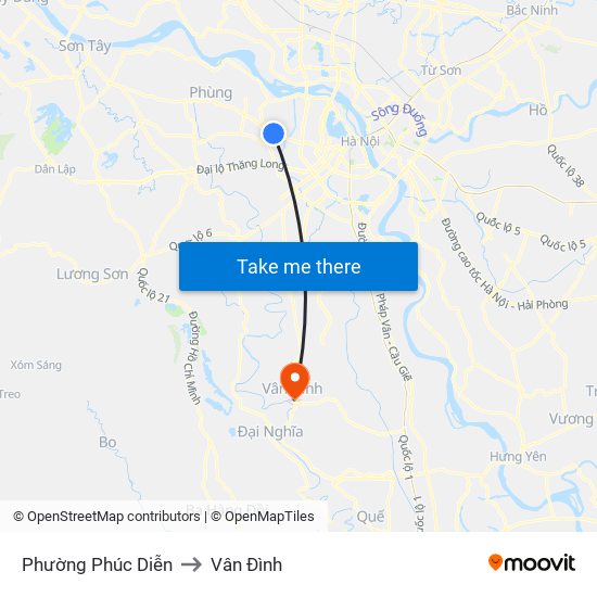 Phường Phúc Diễn to Vân Đình map