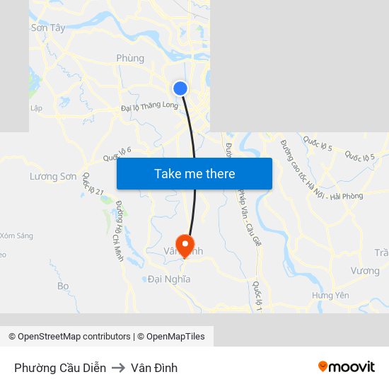 Phường Cầu Diễn to Vân Đình map