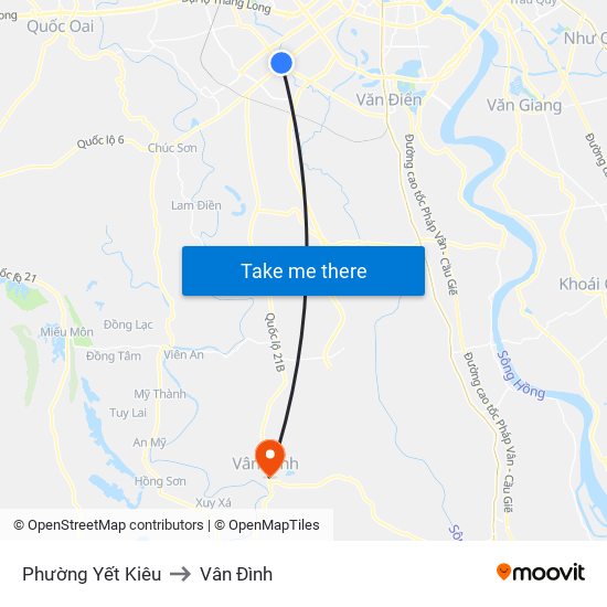 Phường Yết Kiêu to Vân Đình map