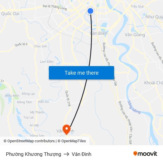 Phường Khương Thượng to Vân Đình map