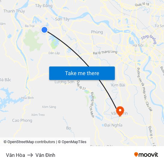 Vân Hòa to Vân Đình map