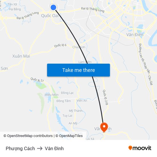 Phượng Cách to Vân Đình map