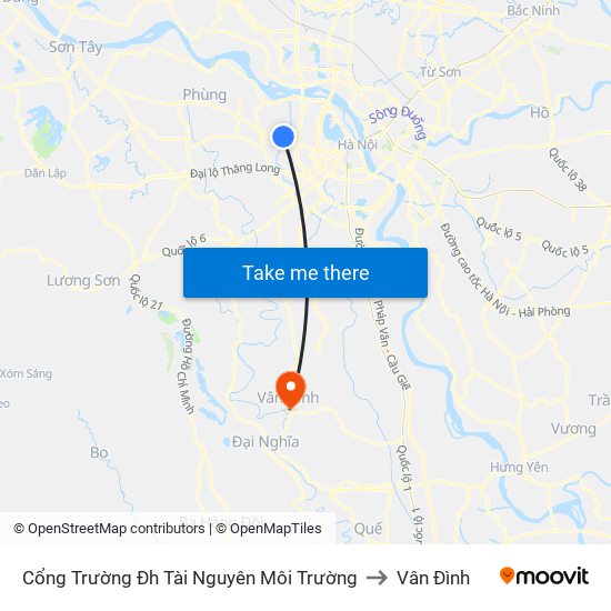 Cổng Trường Đh Tài Nguyên Môi Trường to Vân Đình map