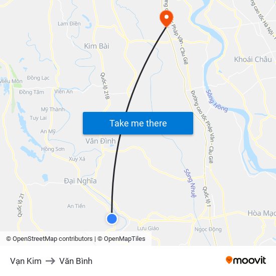 Vạn Kim to Văn Bình map