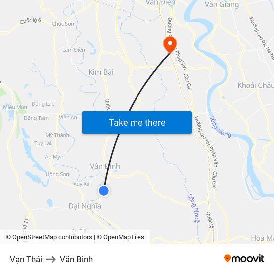 Vạn Thái to Văn Bình map